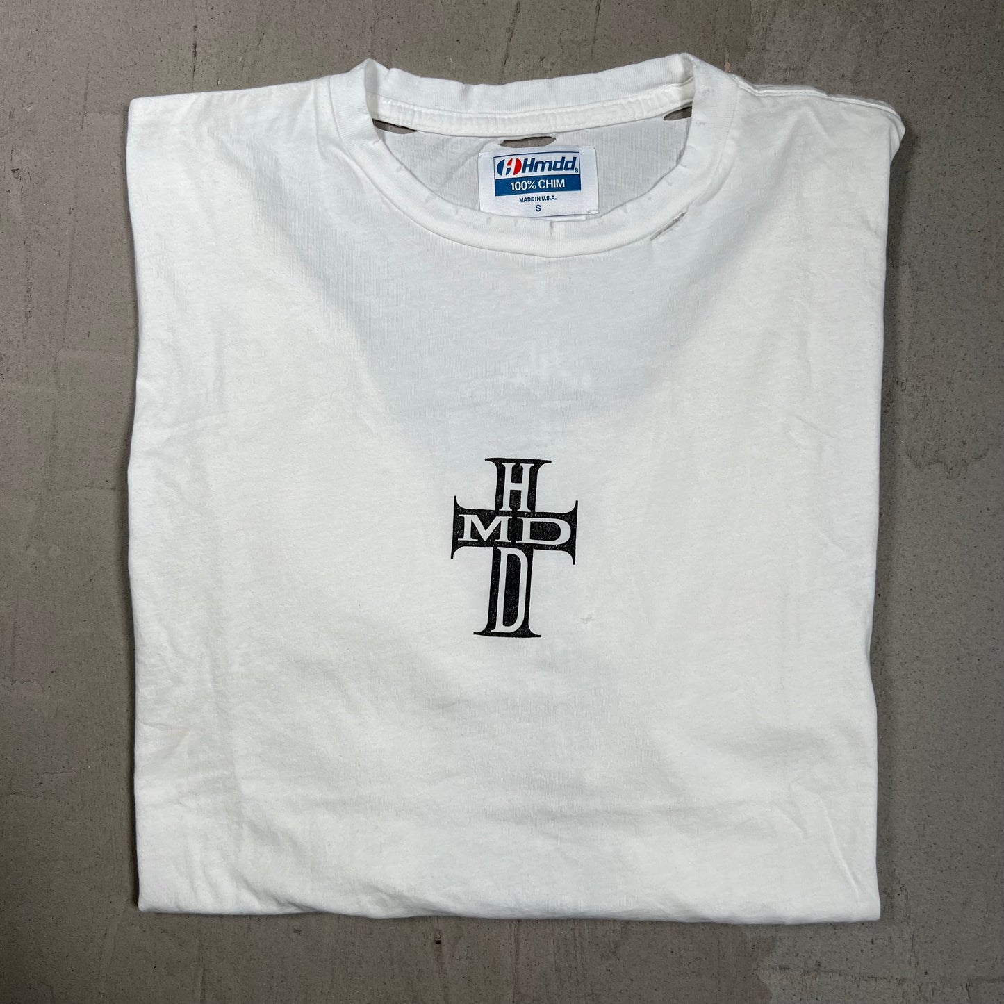 HMDD Cross Logos White Tee Size Small USED x18006