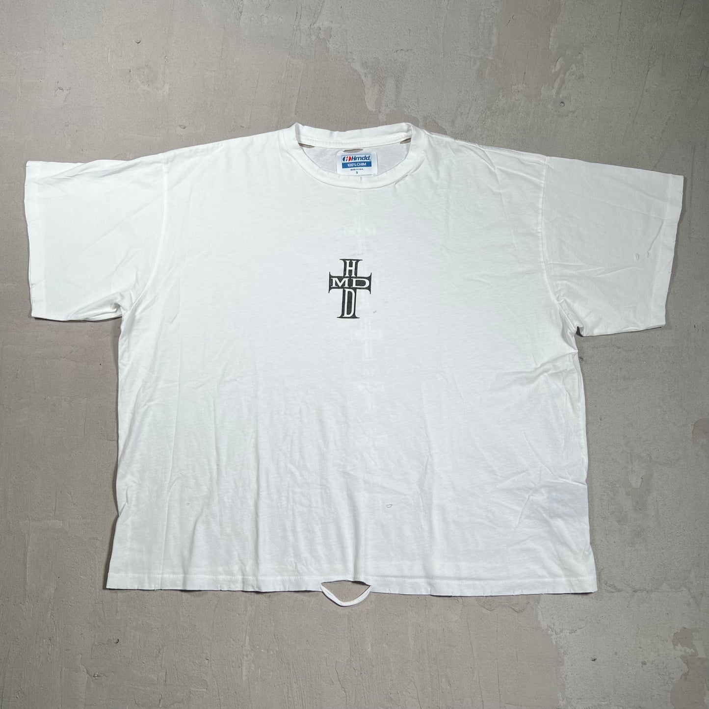 HMDD Cross Logos White Tee Size Small USED x18006