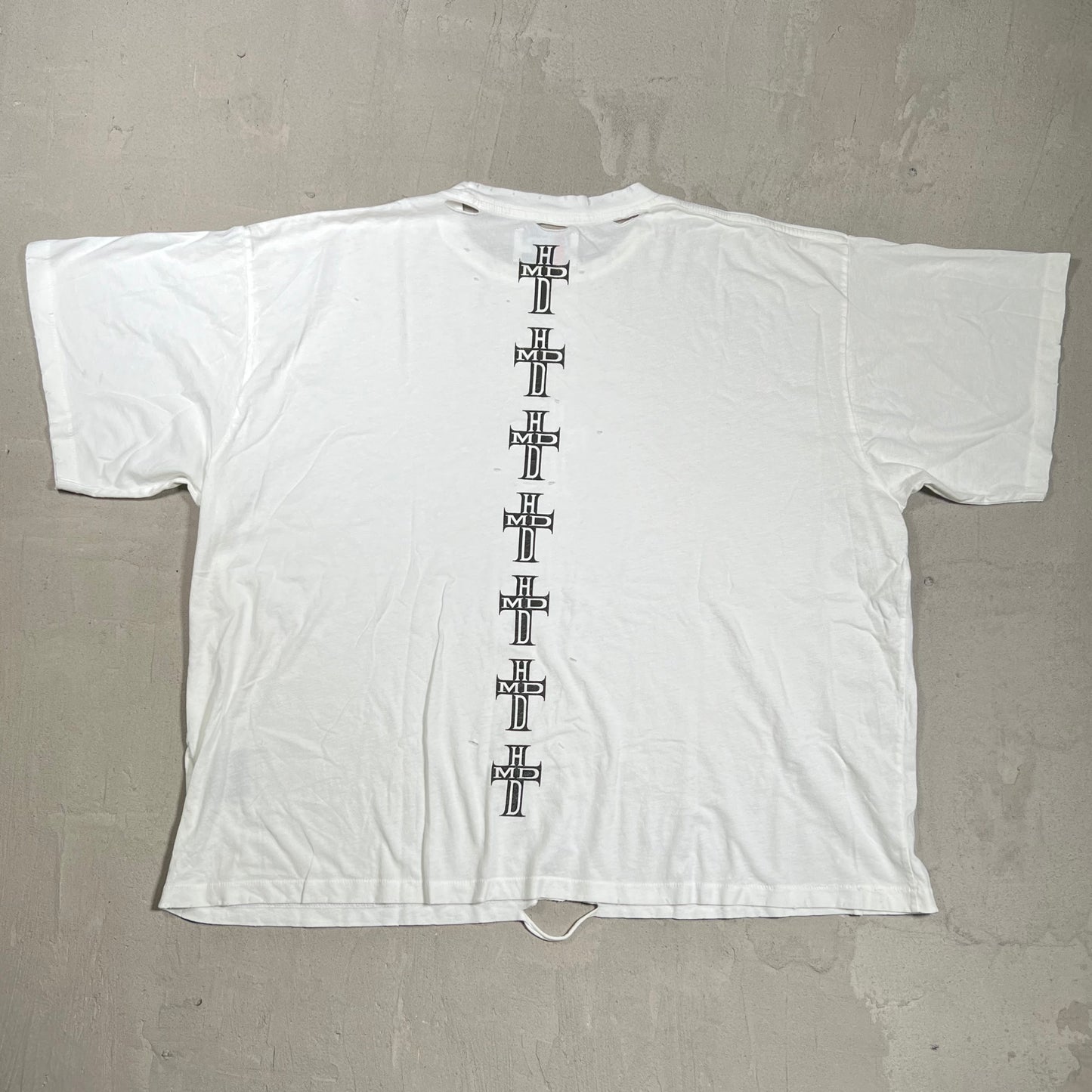 HMDD Cross Logos White Tee Size Small USED x18006