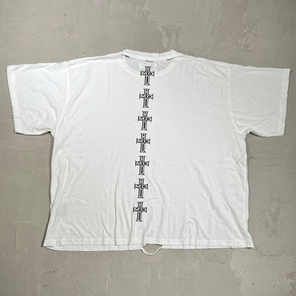HMDD Cross Logos White Tee Size Small USED x18006