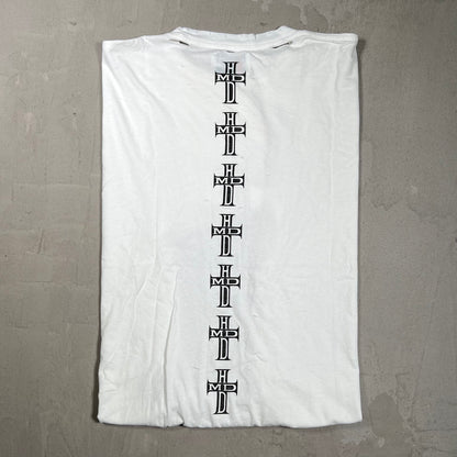 HMDD Cross Logos White Tee Size Small USED x18006