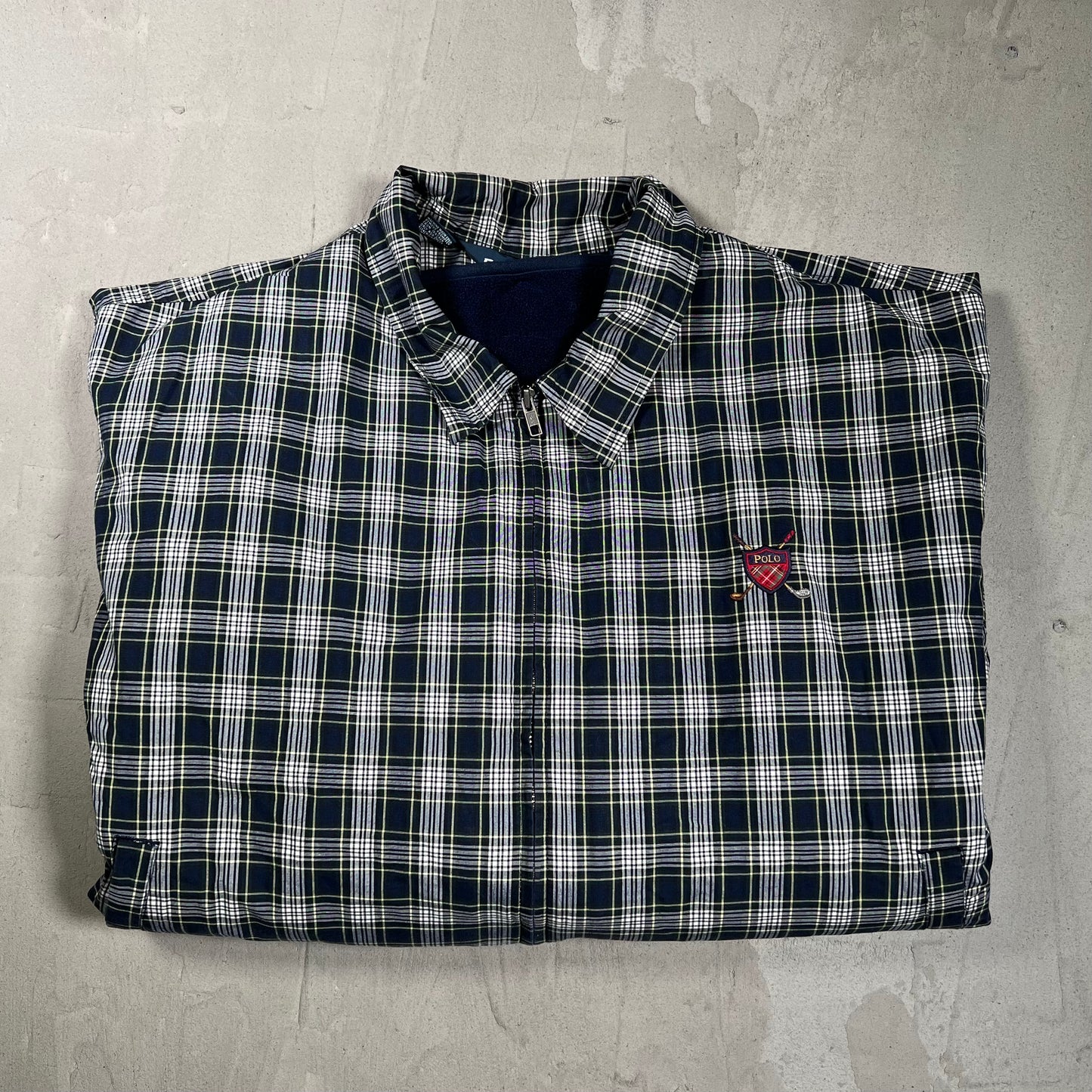 Y2K Polo Golf Plaid Jacket w/ Fleece Vest Liner Size XL USED v19829