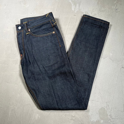 Evisu Yellow Logo Dark Blue Jeans Size 30x34 USED x18000