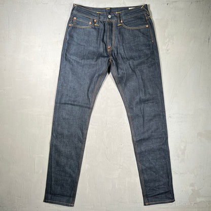 Evisu Yellow Logo Dark Blue Jeans Size 30x34 USED x18000