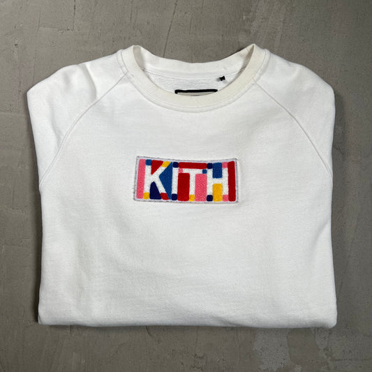 Kith Geo Color Box White Crewneck Size Medium USED x17996