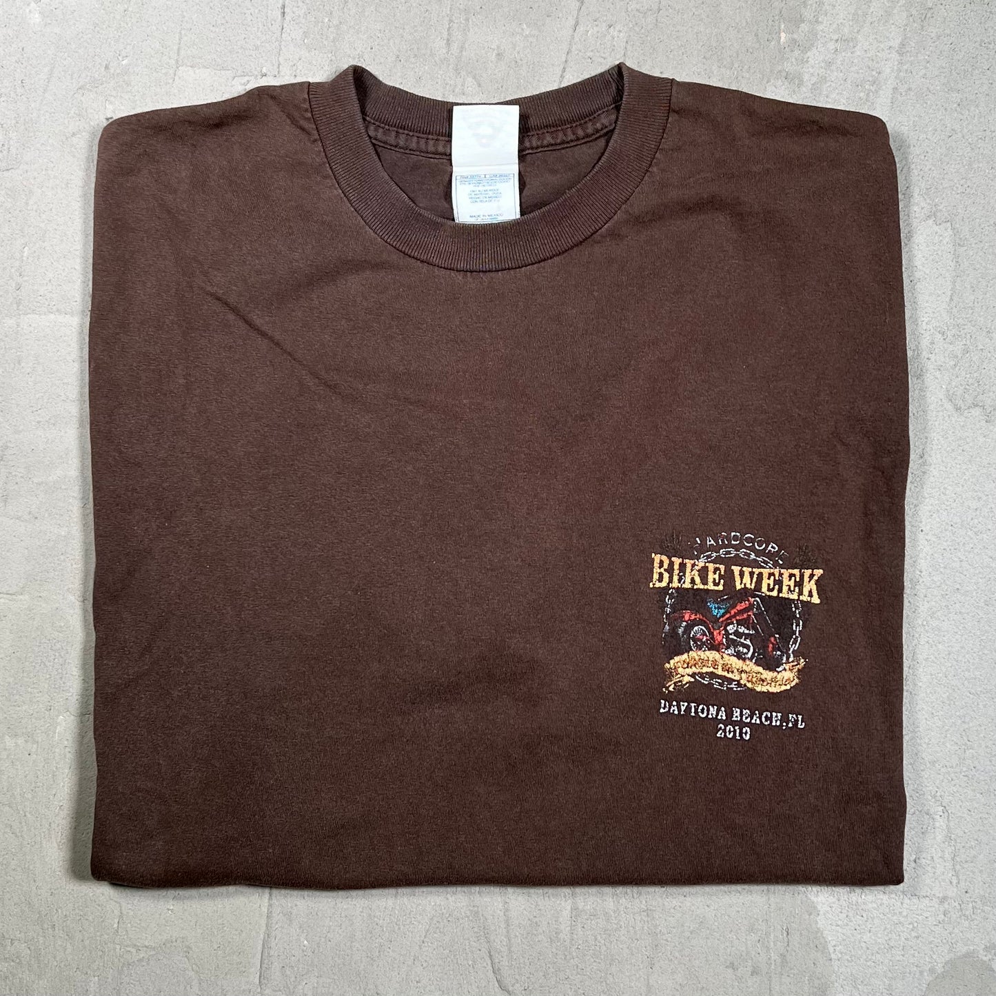 2010 Daytona Beach Bike Week Brown Tee Cropped Size XL USED v19815
