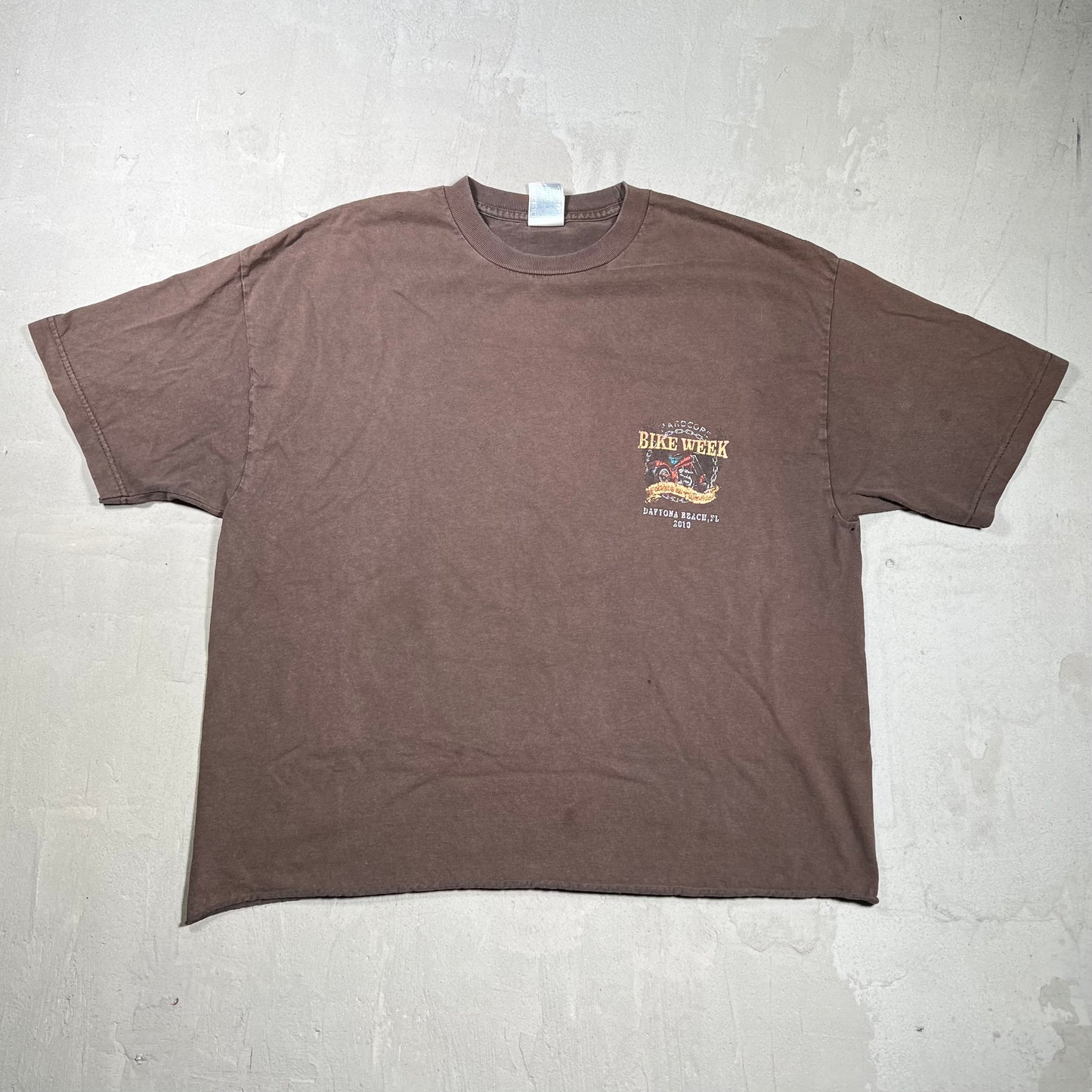 2010 Daytona Beach Bike Week Brown Tee Cropped Size XL USED v19815