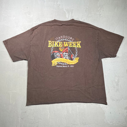 2010 Daytona Beach Bike Week Brown Tee Cropped Size XL USED v19815