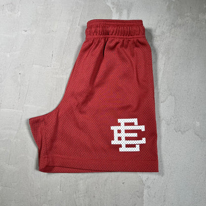 Eric Emanuel White Logo Burgandy Shorts Size Small USED x18007