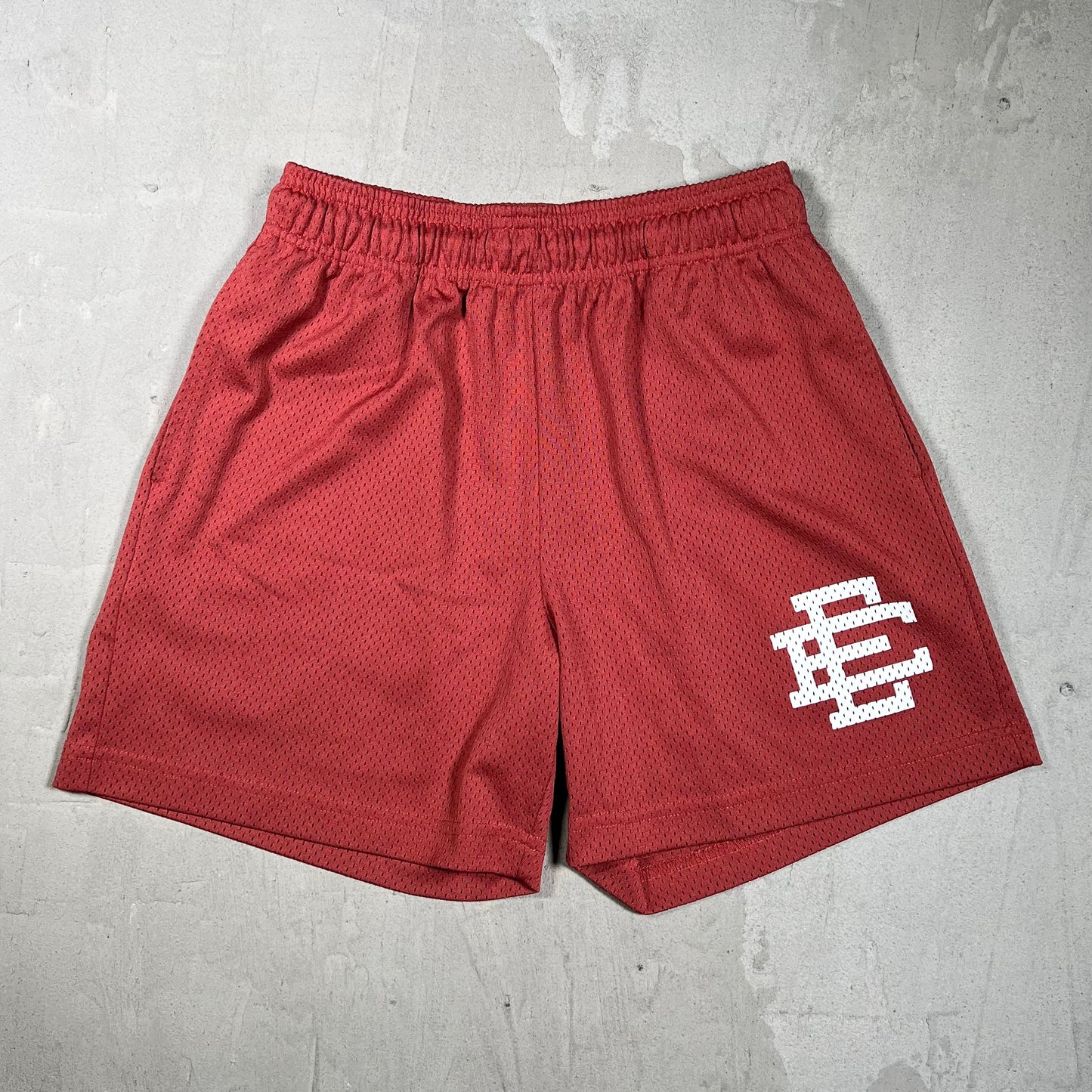 Eric Emanuel White Logo Burgandy Shorts Size Small USED x18007