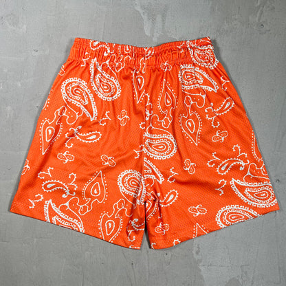 Eric Emanuel Orange Paisley Shorts Black Logo Size Medium USED x17872
