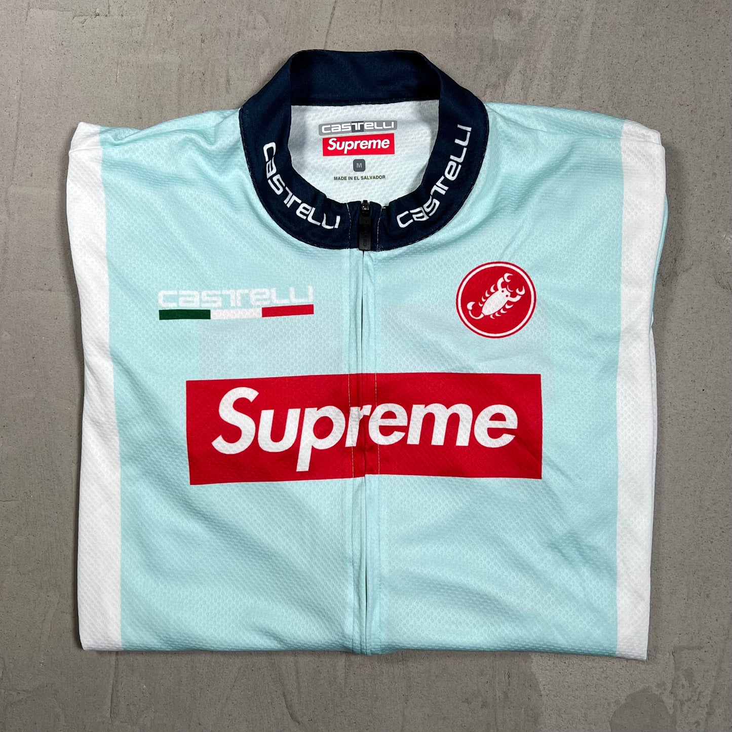 Supreme Castelli Cycliong Teal Biking Jersey Size Medium USED x17998