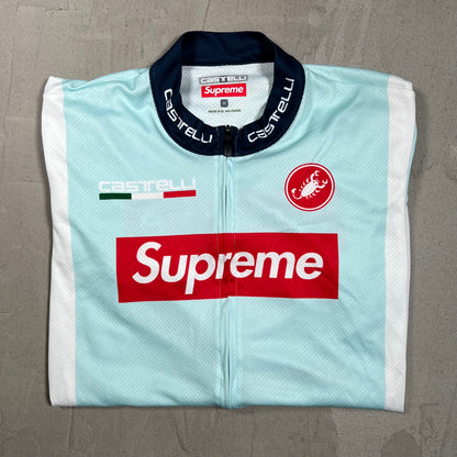 Supreme Castelli Cycliong Teal Biking Jersey Size Medium USED x17998