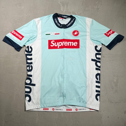 Supreme Castelli Cycliong Teal Biking Jersey Size Medium USED x17998