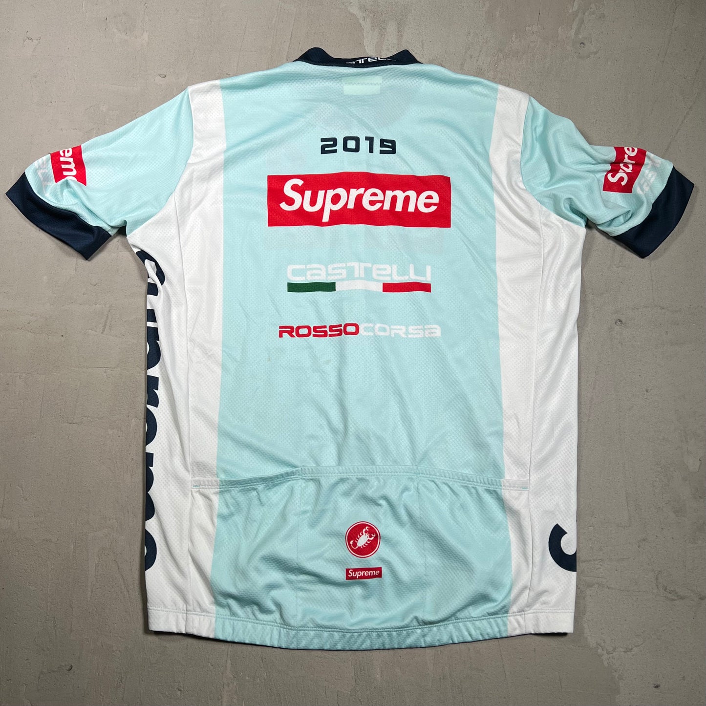 Supreme Castelli Cycliong Teal Biking Jersey Size Medium USED x17998