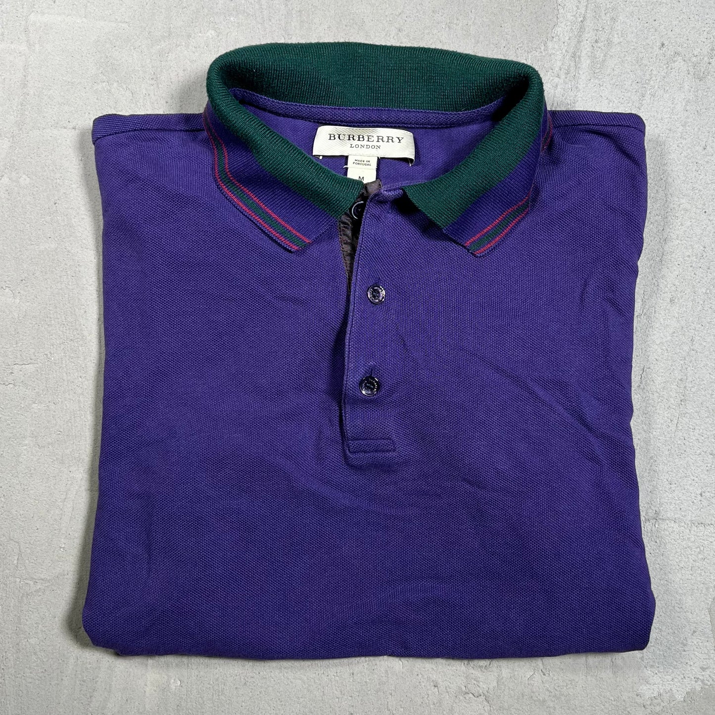 1990s Burberry Purple Polo Tee Size Medium USED v19814