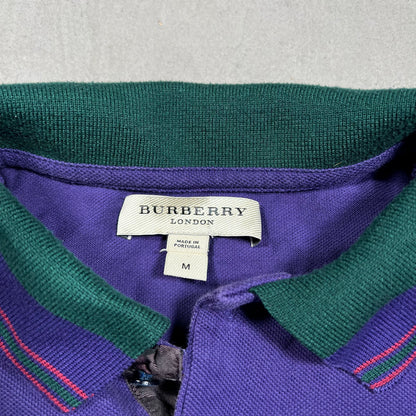 1990s Burberry Purple Polo Tee Size Medium USED v19814