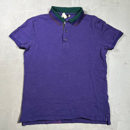 1990s Burberry Purple Polo Tee Size Medium USED v19814