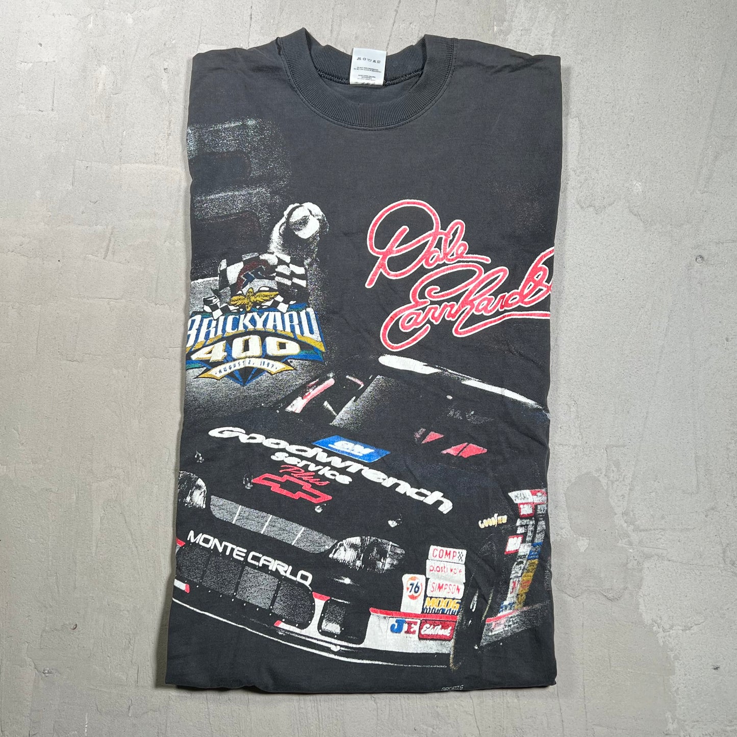 1997 Dale Earnhardt Brickyard 400 Nascar Racing Black Tee Size Medium USED v19758