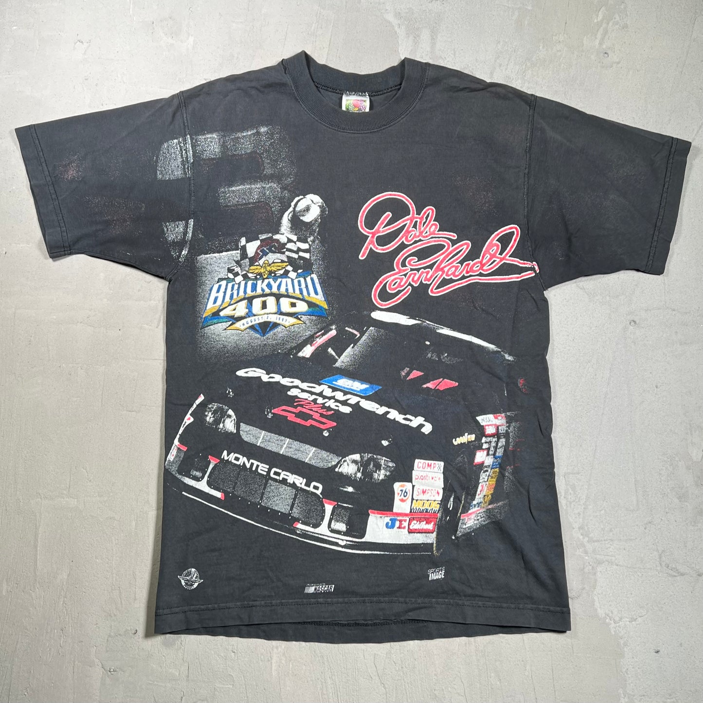 1997 Dale Earnhardt Brickyard 400 Nascar Racing Black Tee Size Medium USED v19758