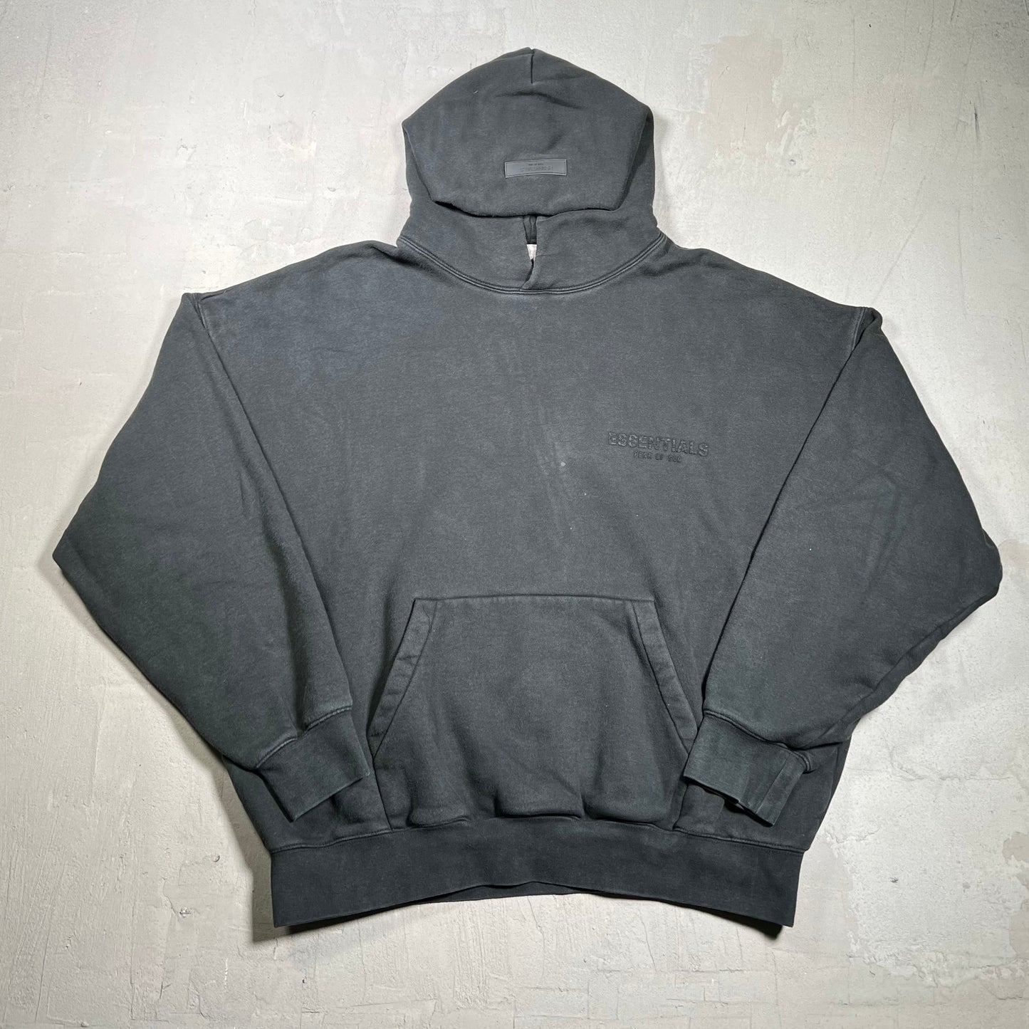 Essentials Fear of God FOG Black Hoodie Black Lettering Size Large USED x17936