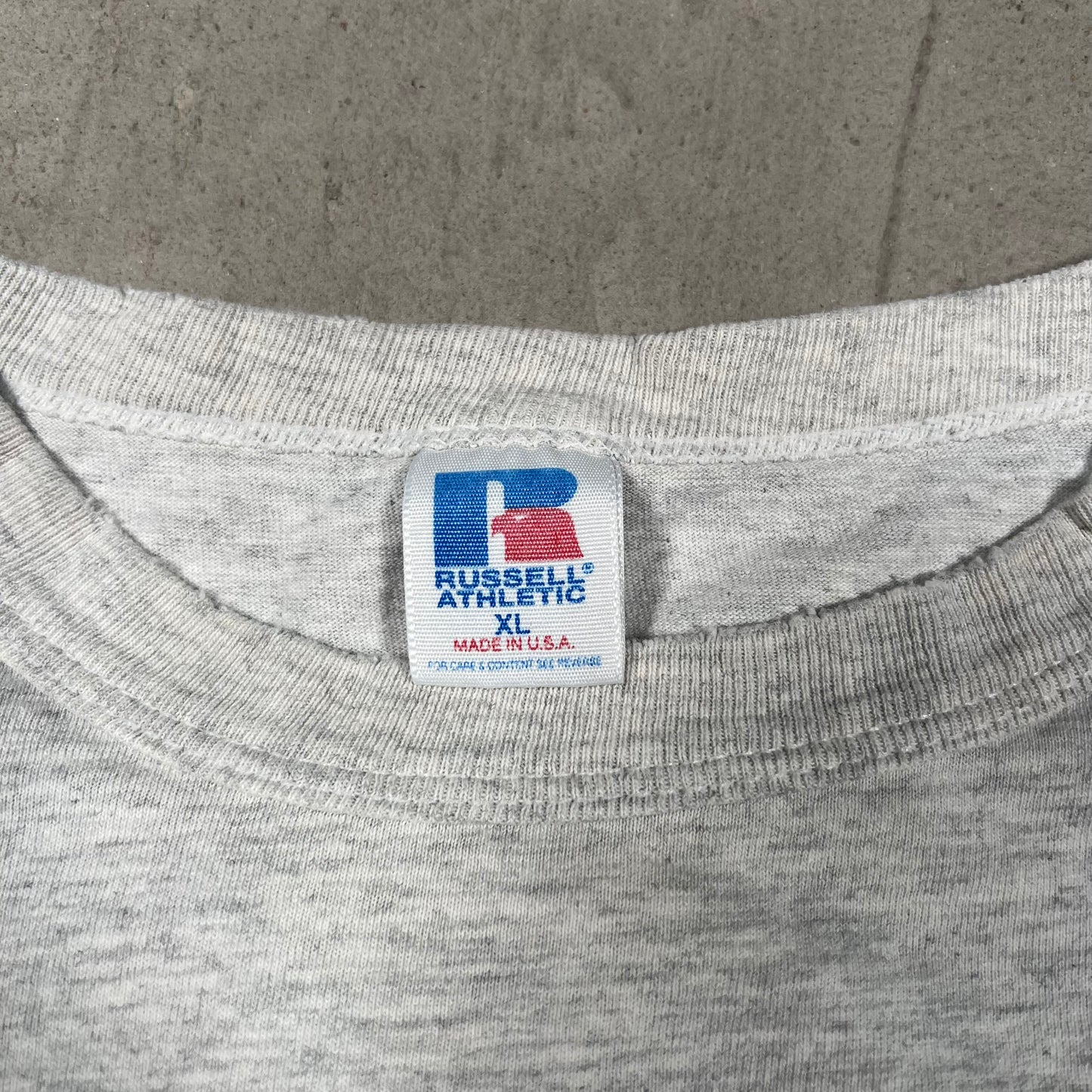 1990s Kansas Jayhawks Grey Russell Tee Size XL USED v19853