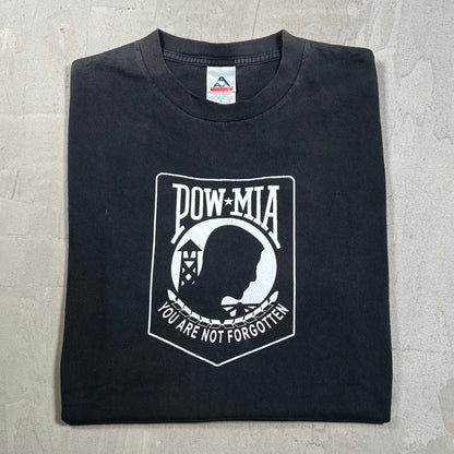 POW/MIA "You Are Not Forgotten" Black Tee Size Large USED v19852