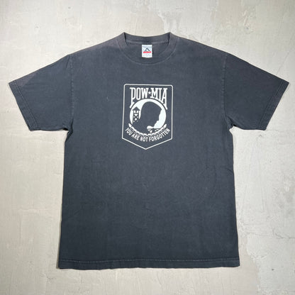 POW/MIA "You Are Not Forgotten" Black Tee Size Large USED v19852