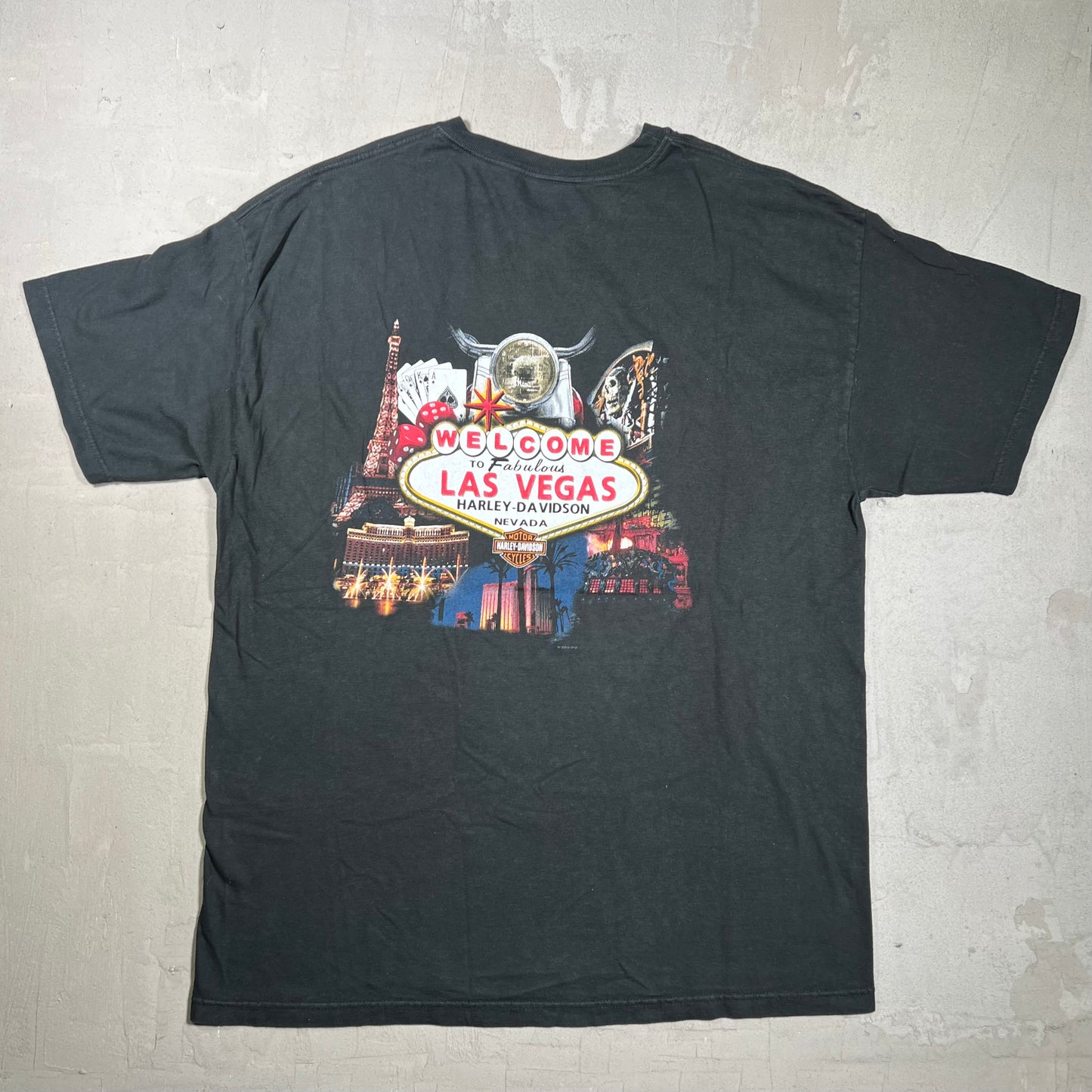 2004 Harley Davidson Skull Las Vegas Black Tee Size XL USED v19851