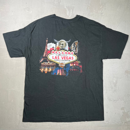 2004 Harley Davidson Skull Las Vegas Black Tee Size XL USED v19851