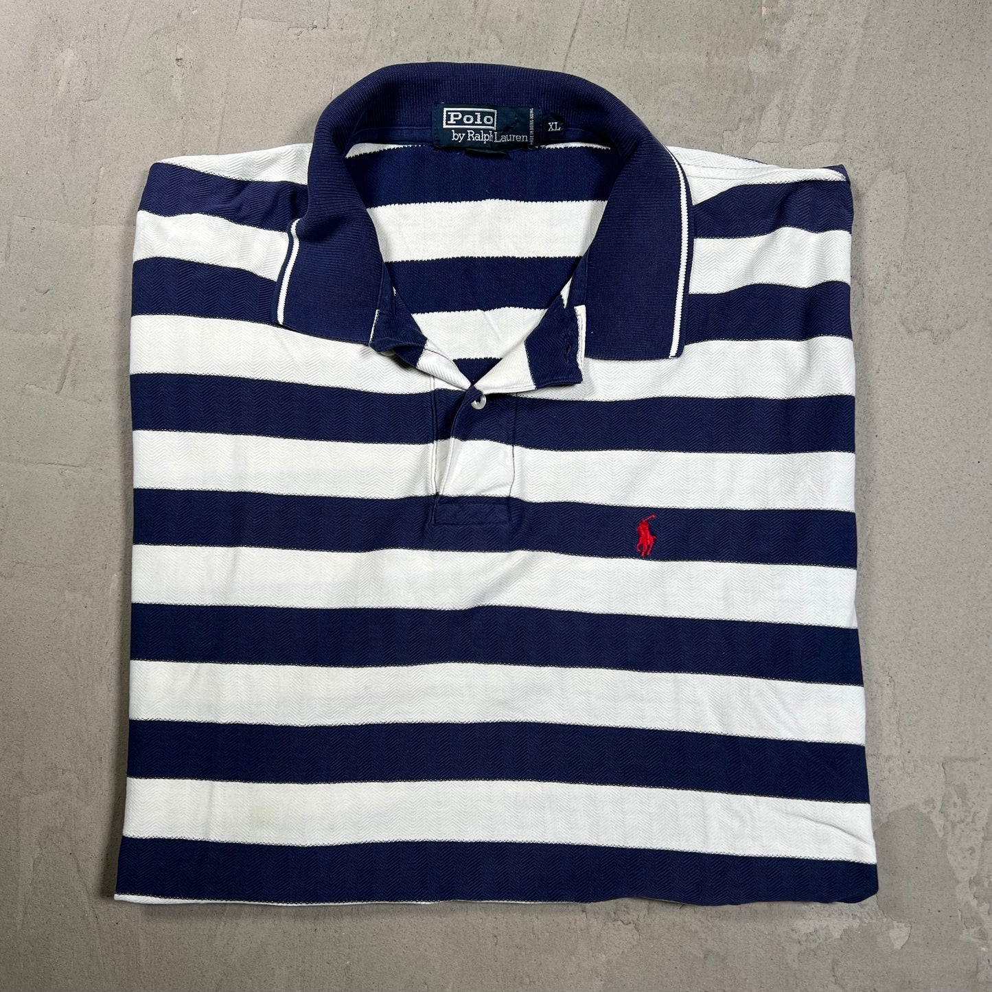 1990s Polo Ralph Lauren Blue/White Striped Polo Size XL USED v19854