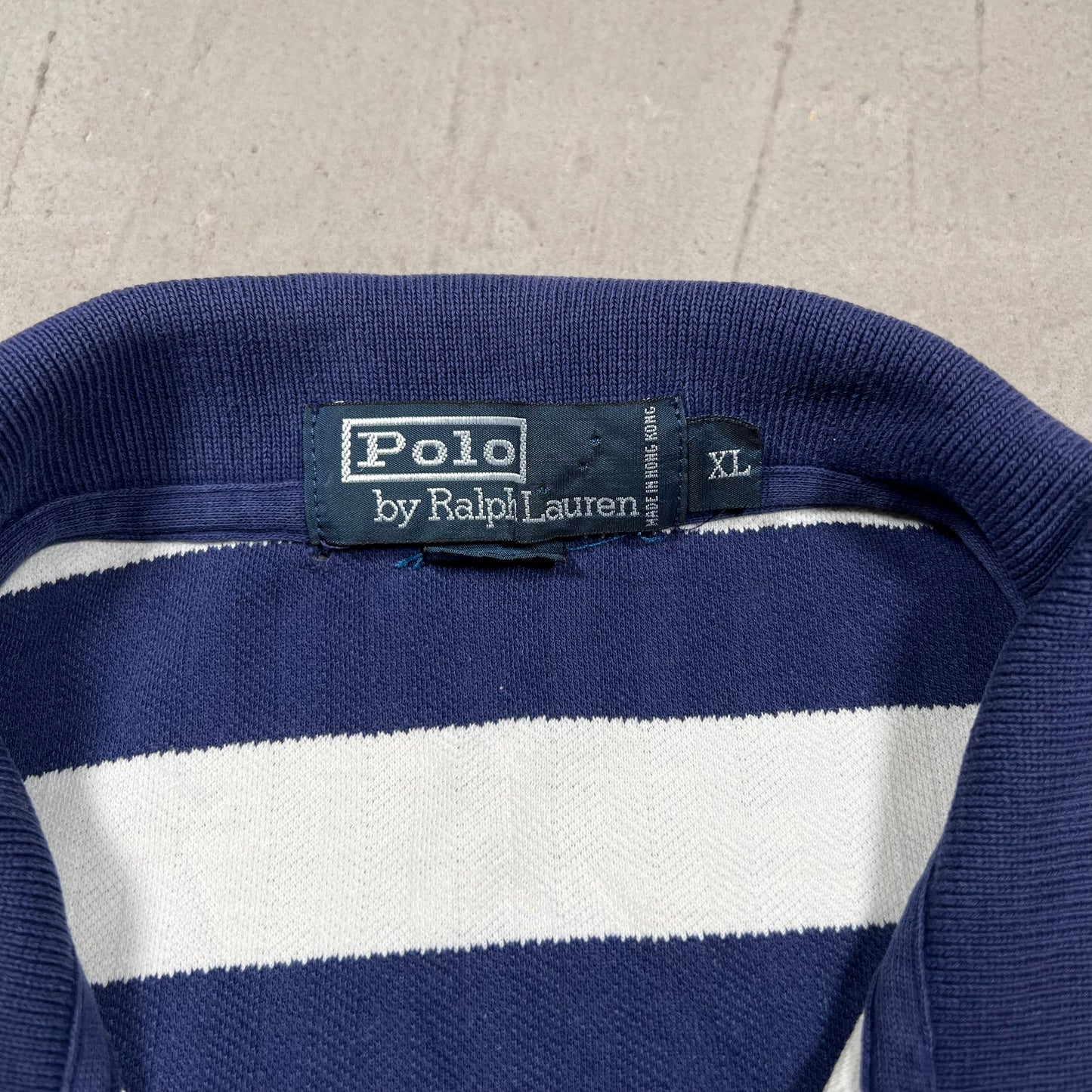 1990s Polo Ralph Lauren Blue/White Striped Polo Size XL USED v19854