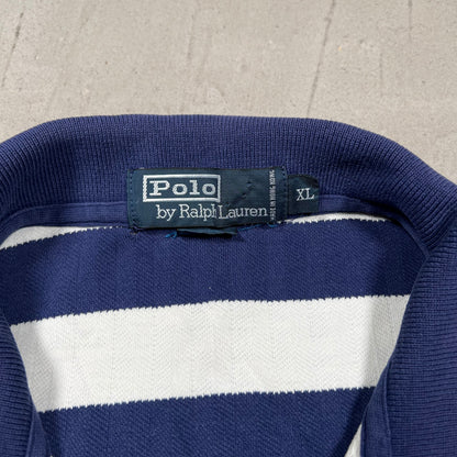 1990s Polo Ralph Lauren Blue/White Striped Polo Size XL USED v19854