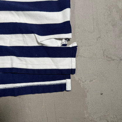 1990s Polo Ralph Lauren Blue/White Striped Polo Size XL USED v19854