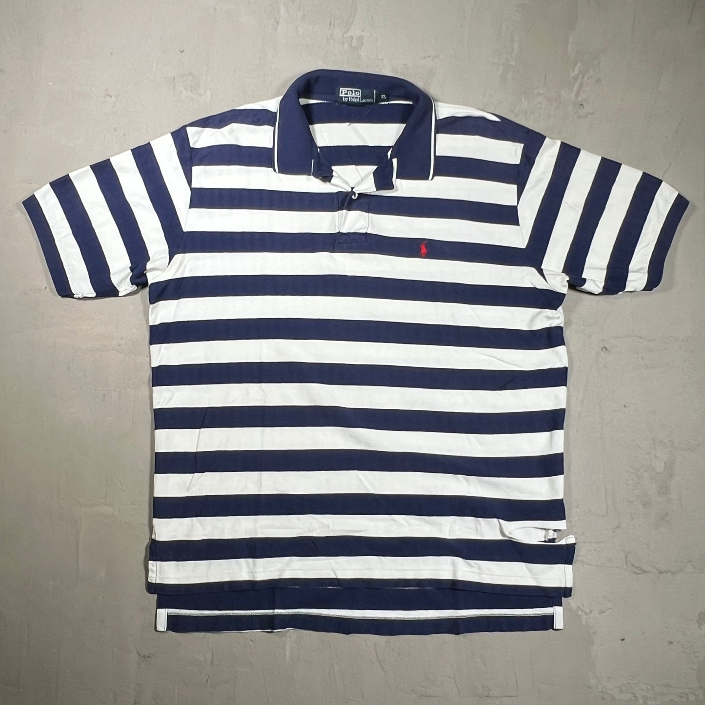 1990s Polo Ralph Lauren Blue/White Striped Polo Size XL USED v19854