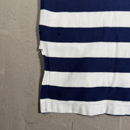 1990s Polo Ralph Lauren Blue/White Striped Polo Size XL USED v19854