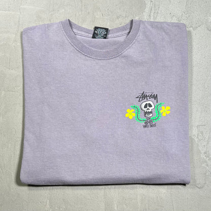 Stussy World Tribe Skull Purple Tee Size XL USED x18042