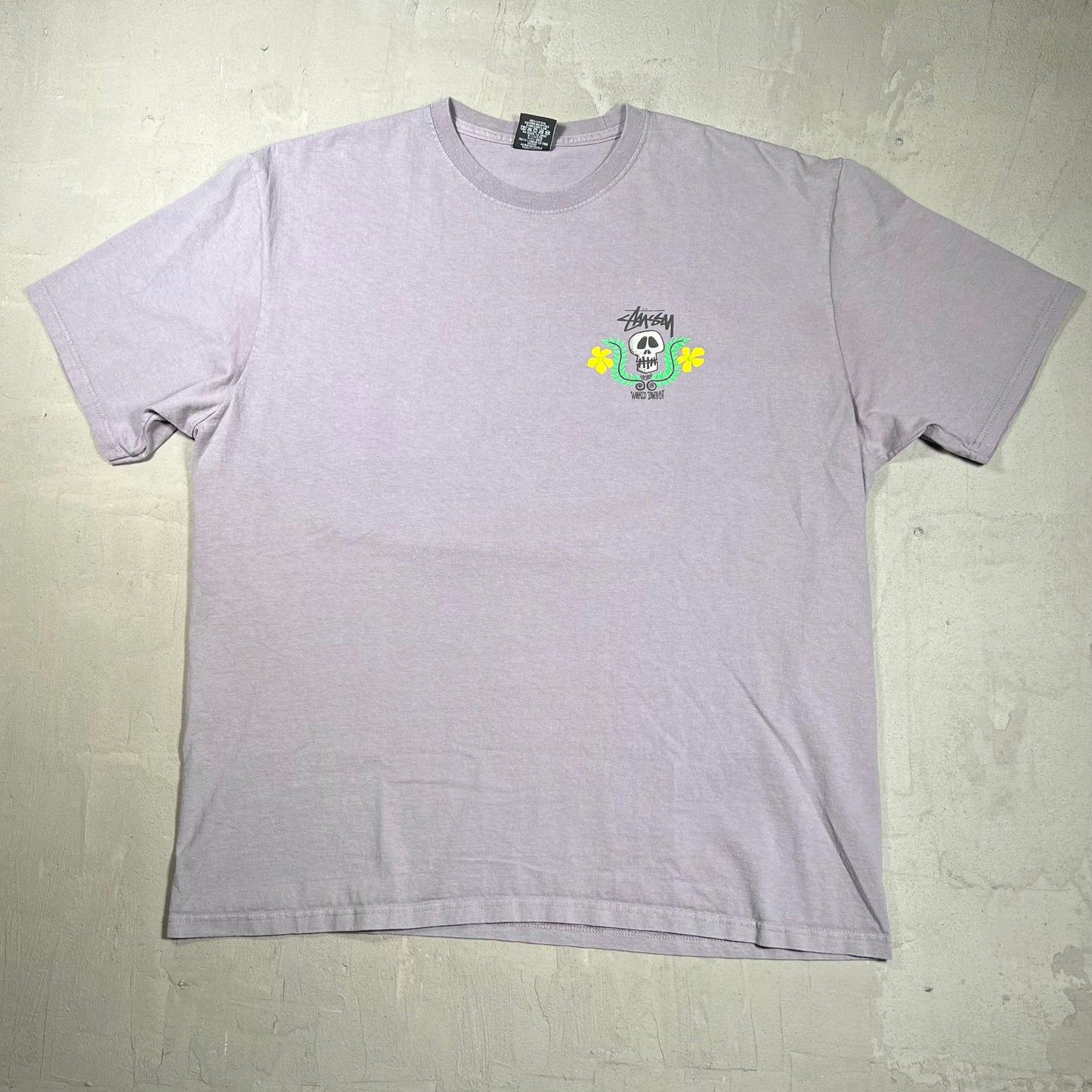 Stussy World Tribe Skull Purple Tee Size XL USED x18042