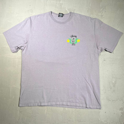 Stussy World Tribe Skull Purple Tee Size XL USED x18042