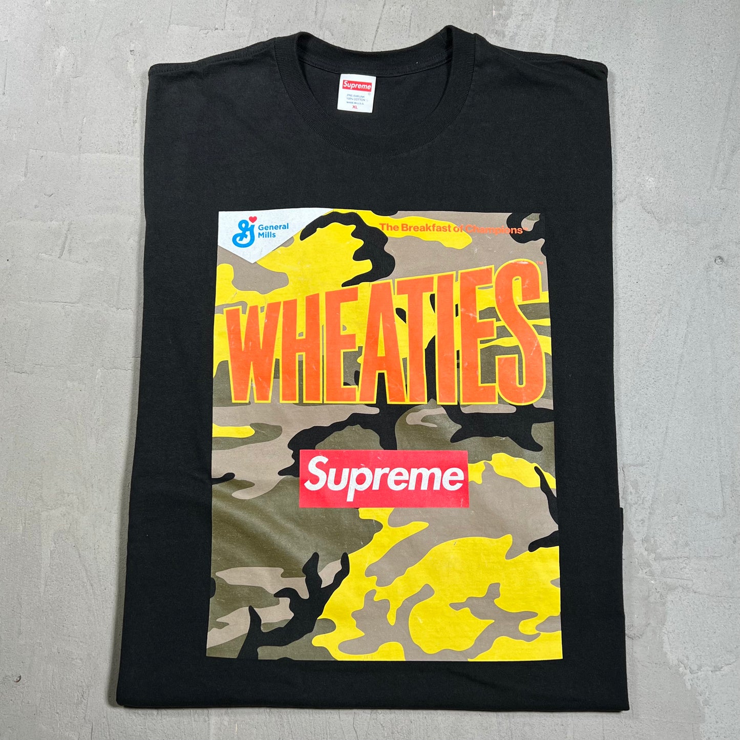 Supreme Wheaties Box Black Tee Size XL USED x18043