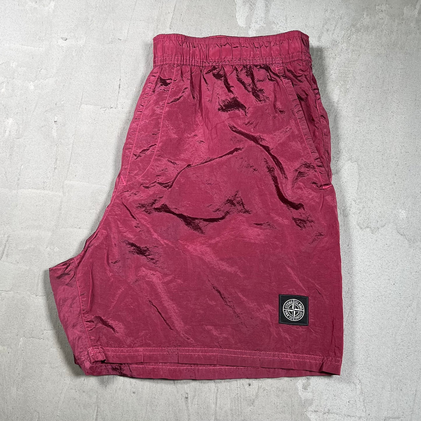 Stone Island Maroon Nylon Water Shorts Size XXL USED x17982