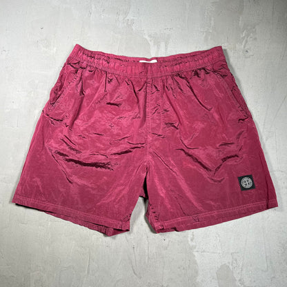Stone Island Maroon Nylon Water Shorts Size XXL USED x17982