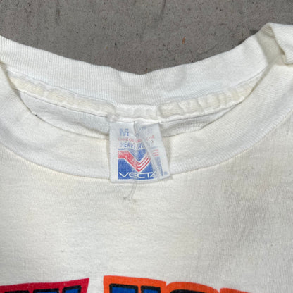 1994 New York "Title Town" White Rangers/Knicks Tee Size Medium USED v19678