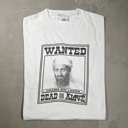 Y2K Osama Bin Laden Wanted Grey Tee Size XL USED v19810
