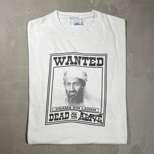 Y2K Osama Bin Laden Wanted Grey Tee Size XL USED v19810