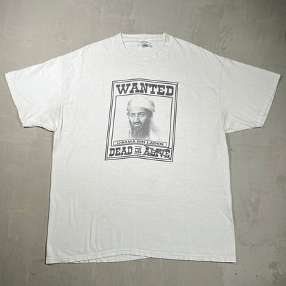 Y2K Osama Bin Laden Wanted Grey Tee Size XL USED v19810