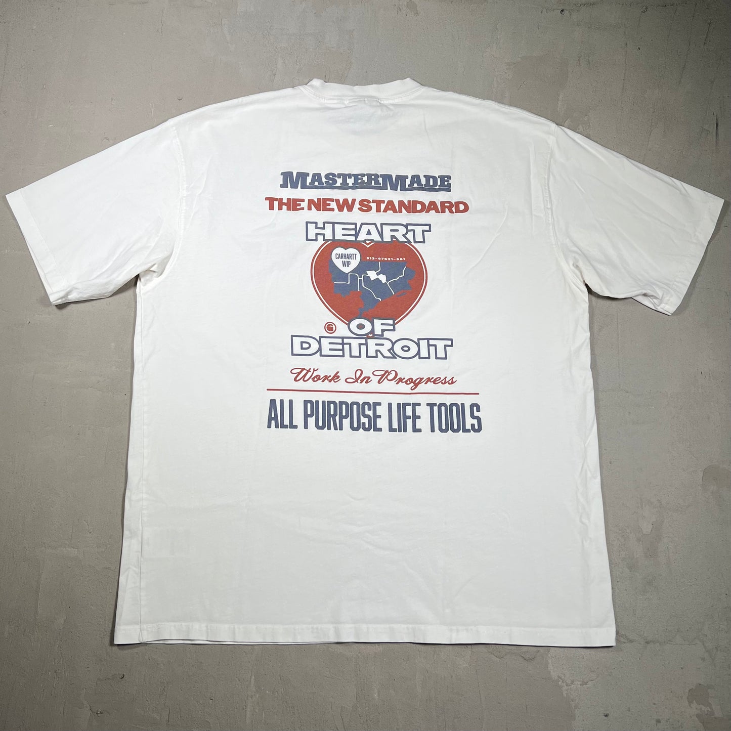 Carhartt WIP "Heart of Detroit" White Tee Size XL USED v19693