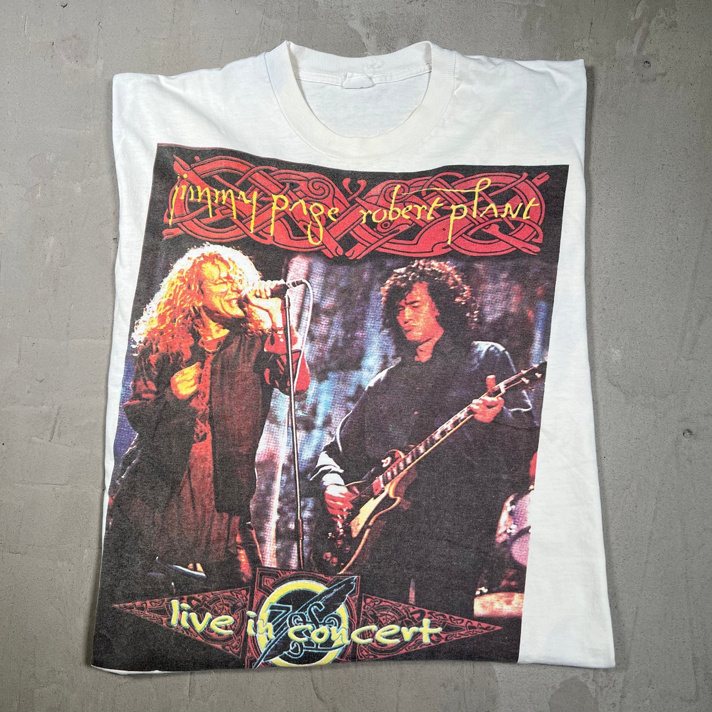 1995 Jimmy Page Robert Plant Live Cropped Size XL USED v19682