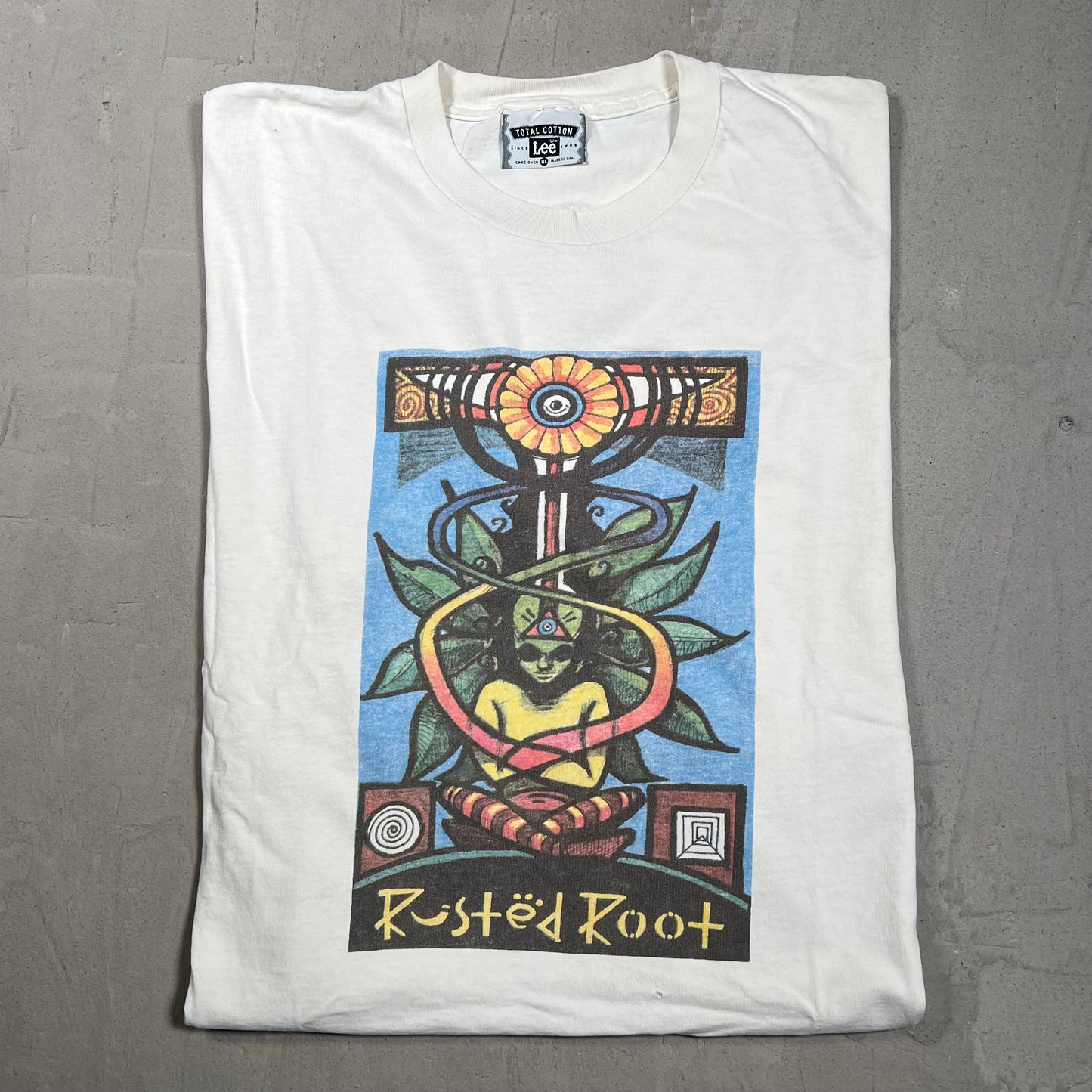 1990s Rusted Root White Band Tee Size XL USED v19855