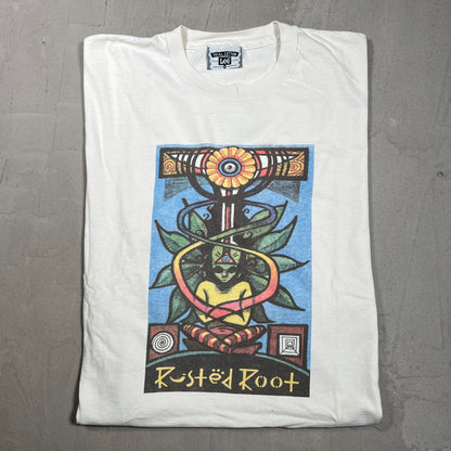 1990s Rusted Root White Band Tee Size XL USED v19855